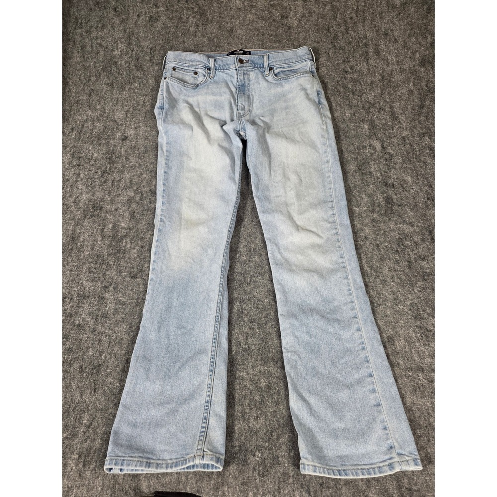 Mens 34x34 Jeans Light Wash Denim Slim Straight Stretch Hollister Epic Flex